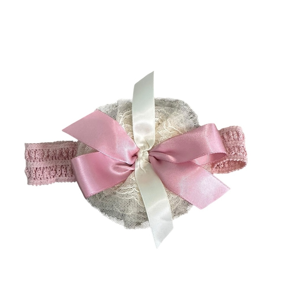Pink and Cream Lace Headband